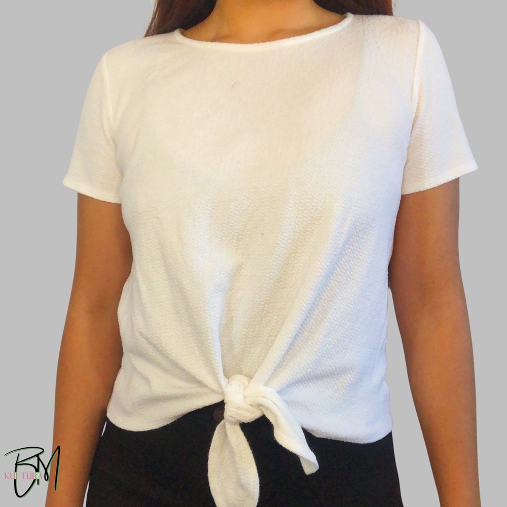 Green Envelope’s White Tie-Front Top